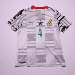Puma Ghana Soccer Jersey Jonathan Mensah #4 Kids L Adult XS White Football Shirt